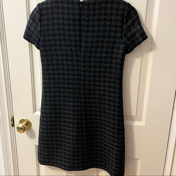 Theory Black Grey Houndstooth Wool Mini Dress Size 0 - Picture 2 of 4